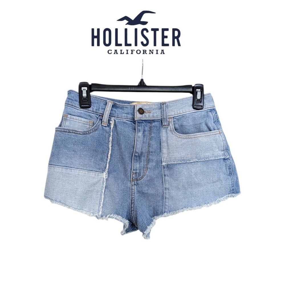 Hollister High Rise Vintage Jean Shorts - Patchwork Denim - Size 3 Womens 26